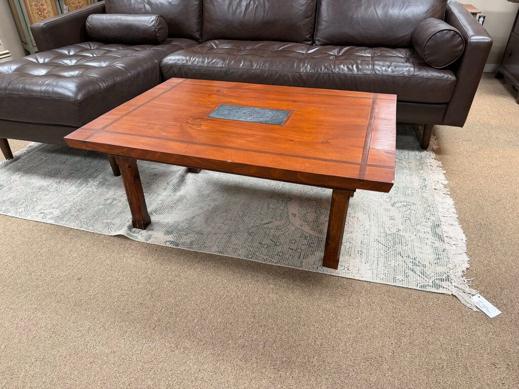 Wood Coffee Table w/Slate Insert