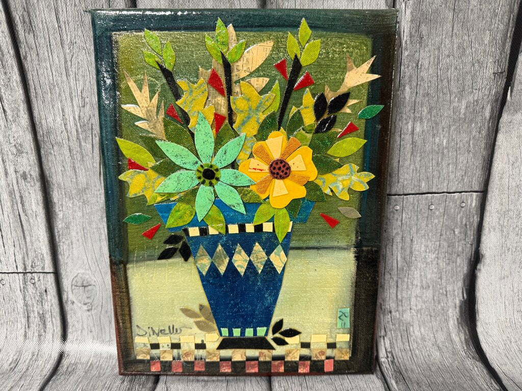 Mixed Media Canvas from "Floral Geometry" Series