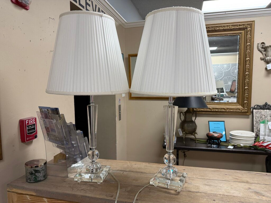 Pair Crystal Buffet Lamps