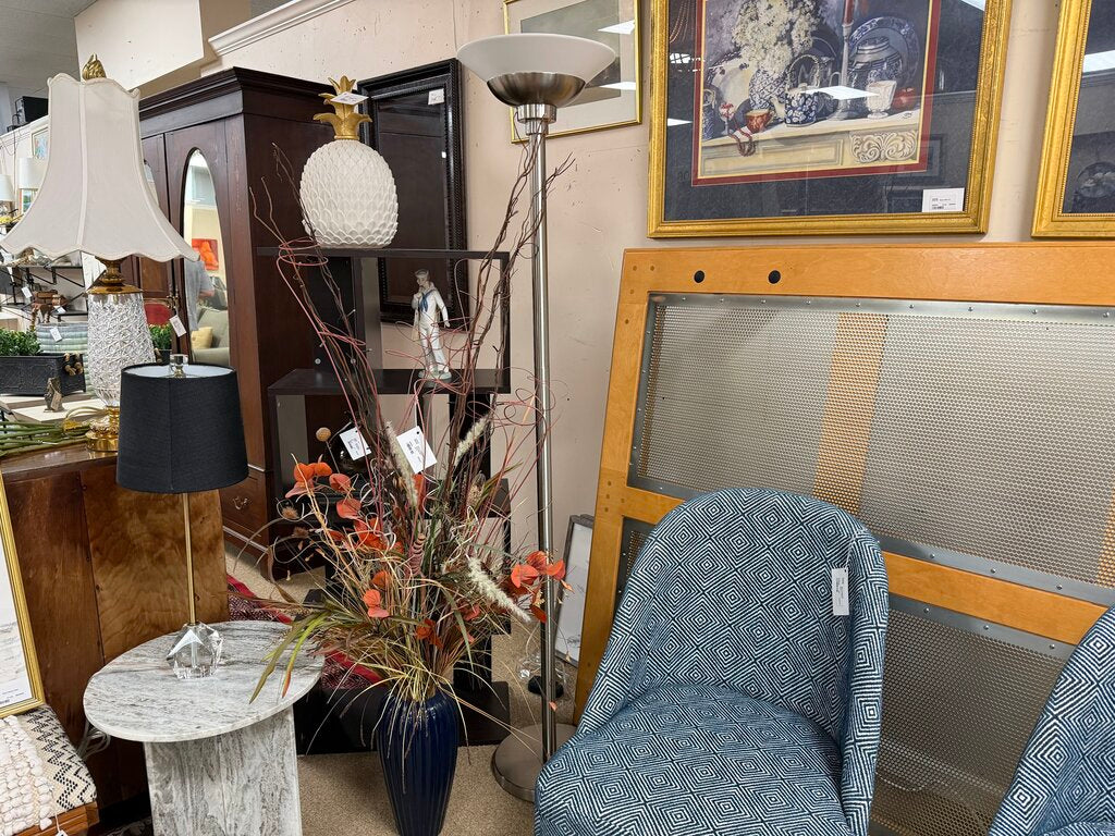 Silver Metal Torchiere Floor Lamp