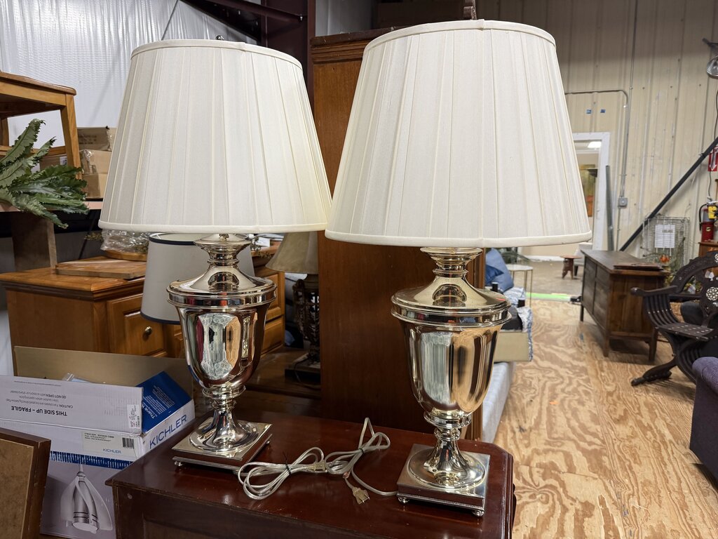 Pair Silver Plated Lamps