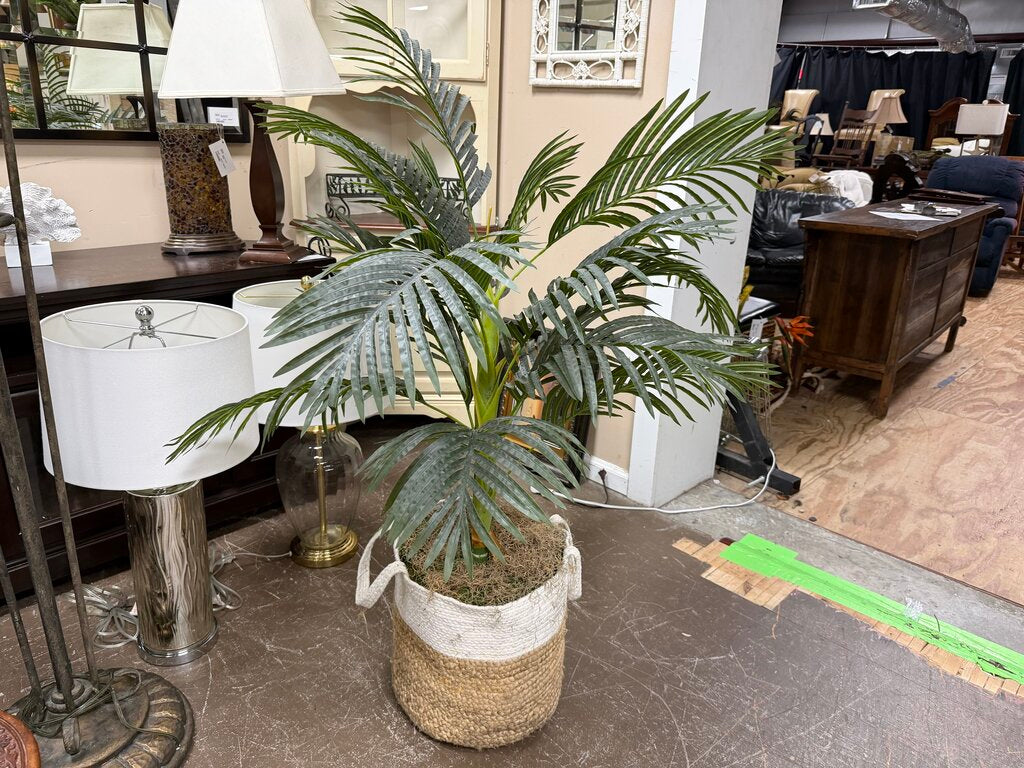 Faux Palm in Wicker Basket