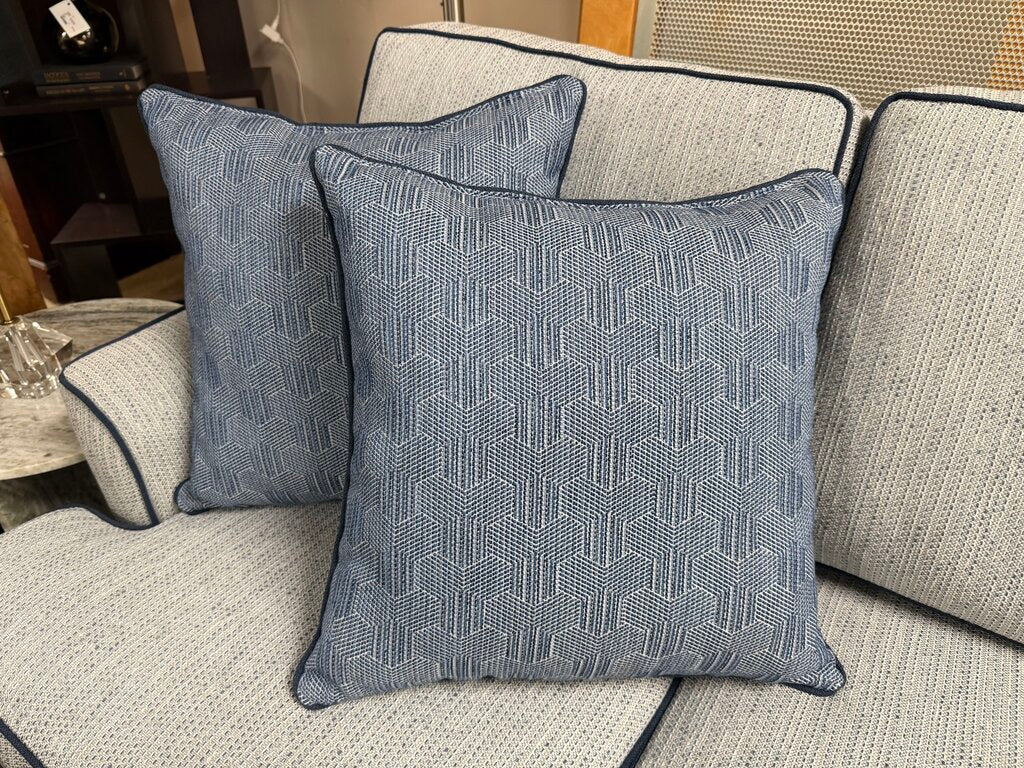 Pair Blue Plaid Pillows