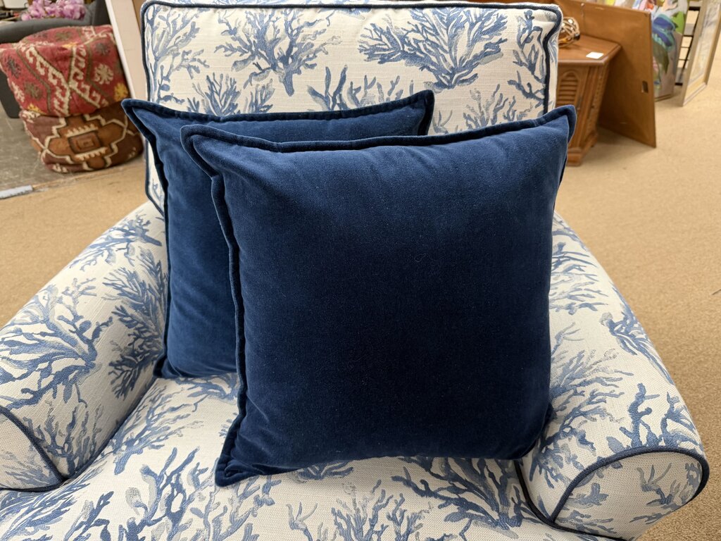 Pair Blue Velvet Pillows