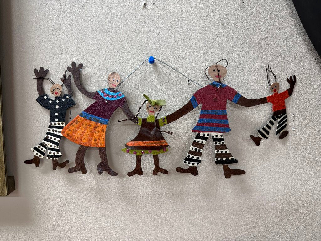 Signed Handcrafted Folk Style Metal Wall Sculpture