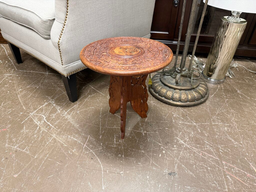 Hand Carved Indian Folding Tea Table