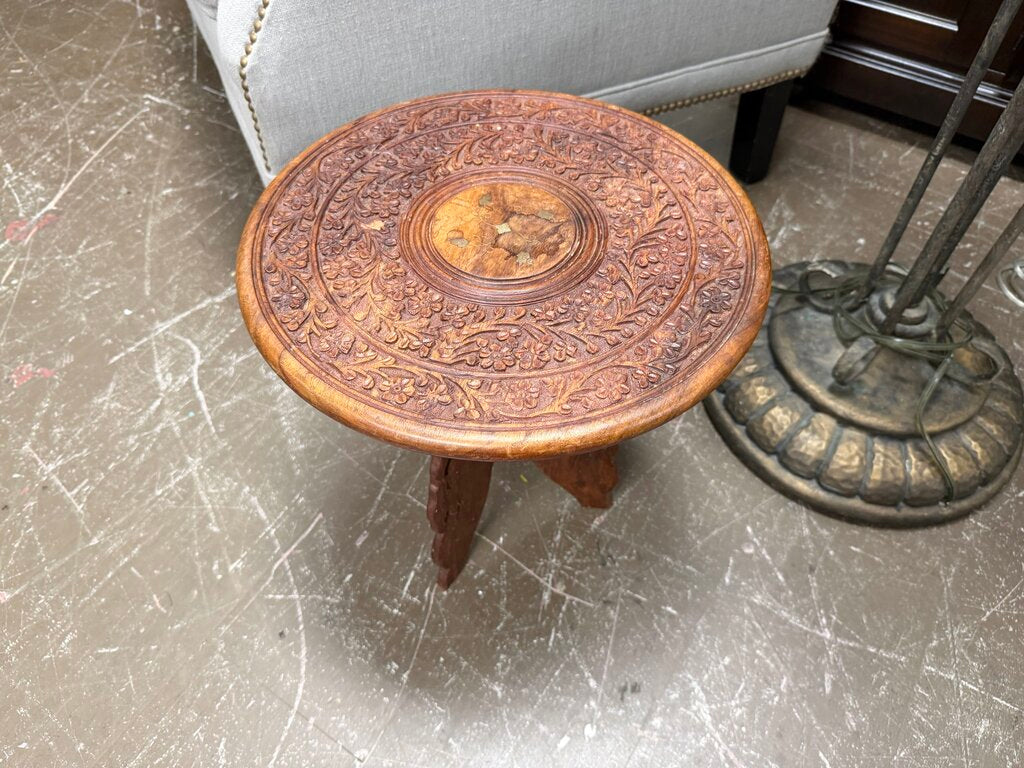 Hand Carved Indian Folding Tea Table