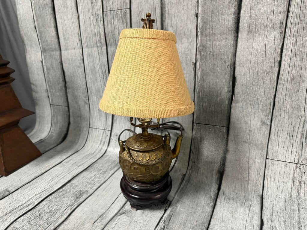 Bronze Asian Coin Teapot Lamp