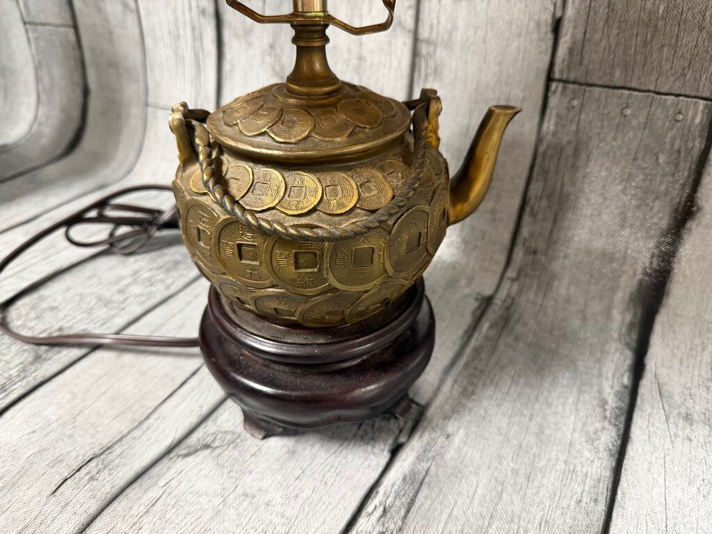 Bronze Asian Coin Teapot Lamp