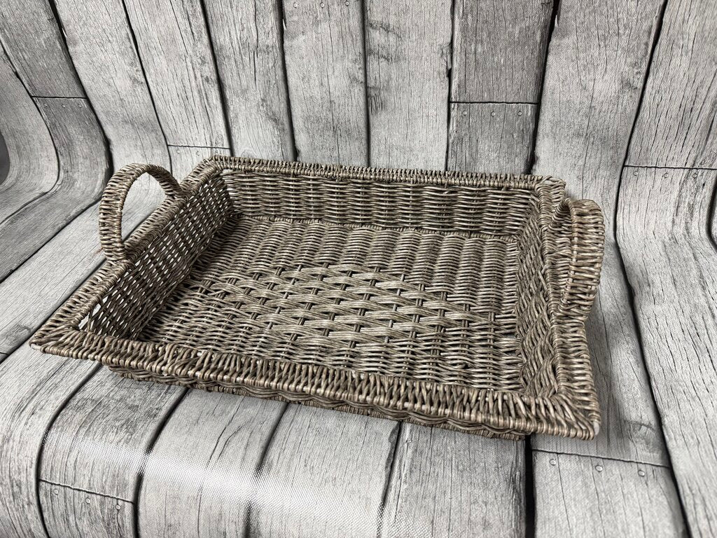2-Handle Wicker Look Tray
