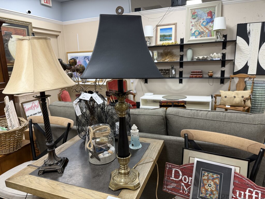Black + Brass Pineapple Motif Lamp