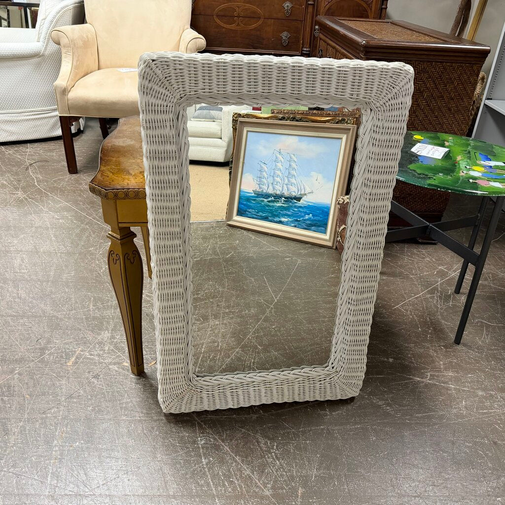 White Wicker Mirror
