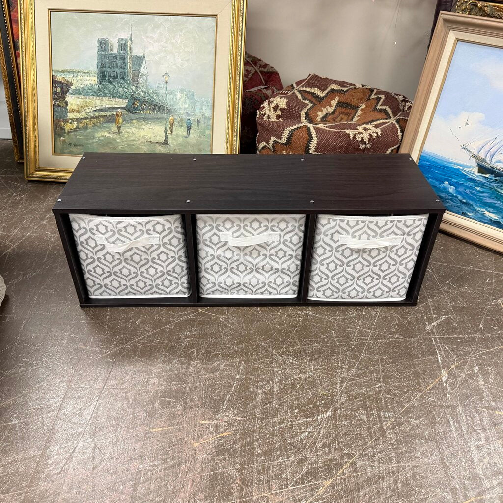 3-Bin Horizontal Storage Cubby w/Fabric Drawers