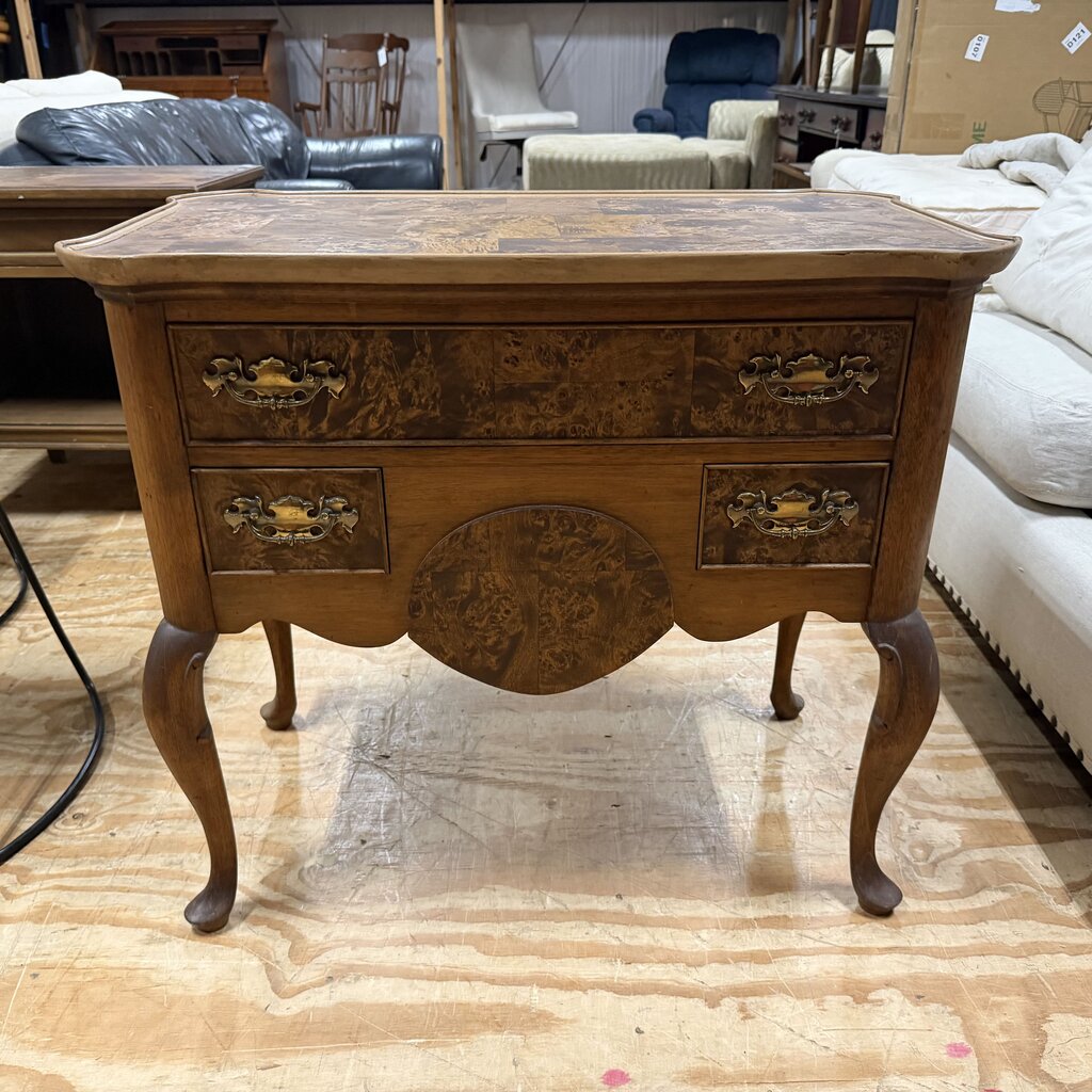 Vintage Burl Wood Inlaid Vanity