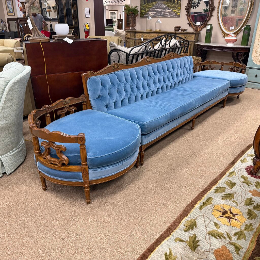 Hollywood Regency Velvet Conversation Sofa