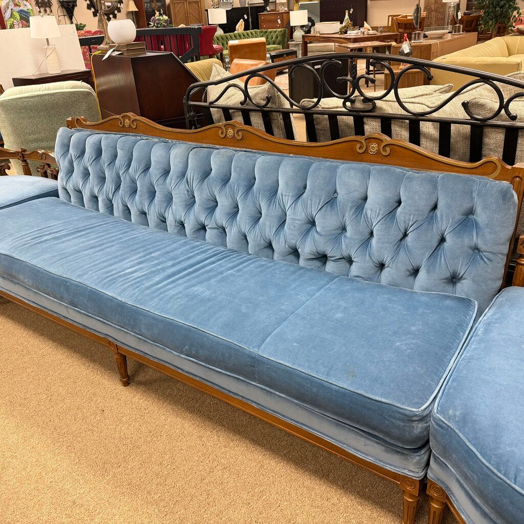 Hollywood Regency Velvet Conversation Sofa