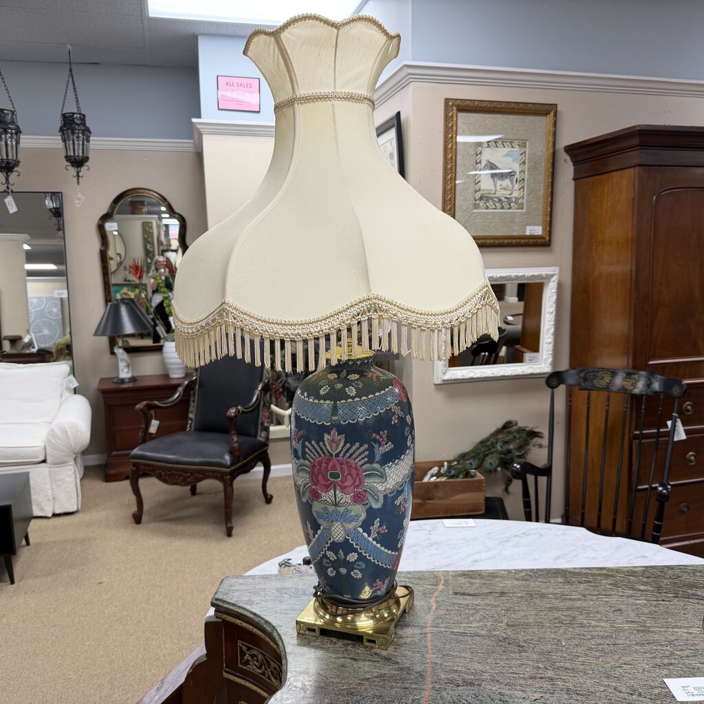 Tall Floral Cloisonne Lamp