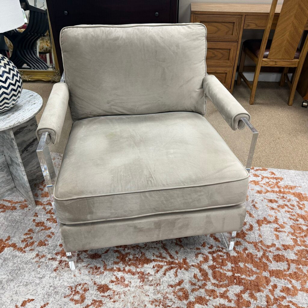 Lucite & Velvet Club Chair