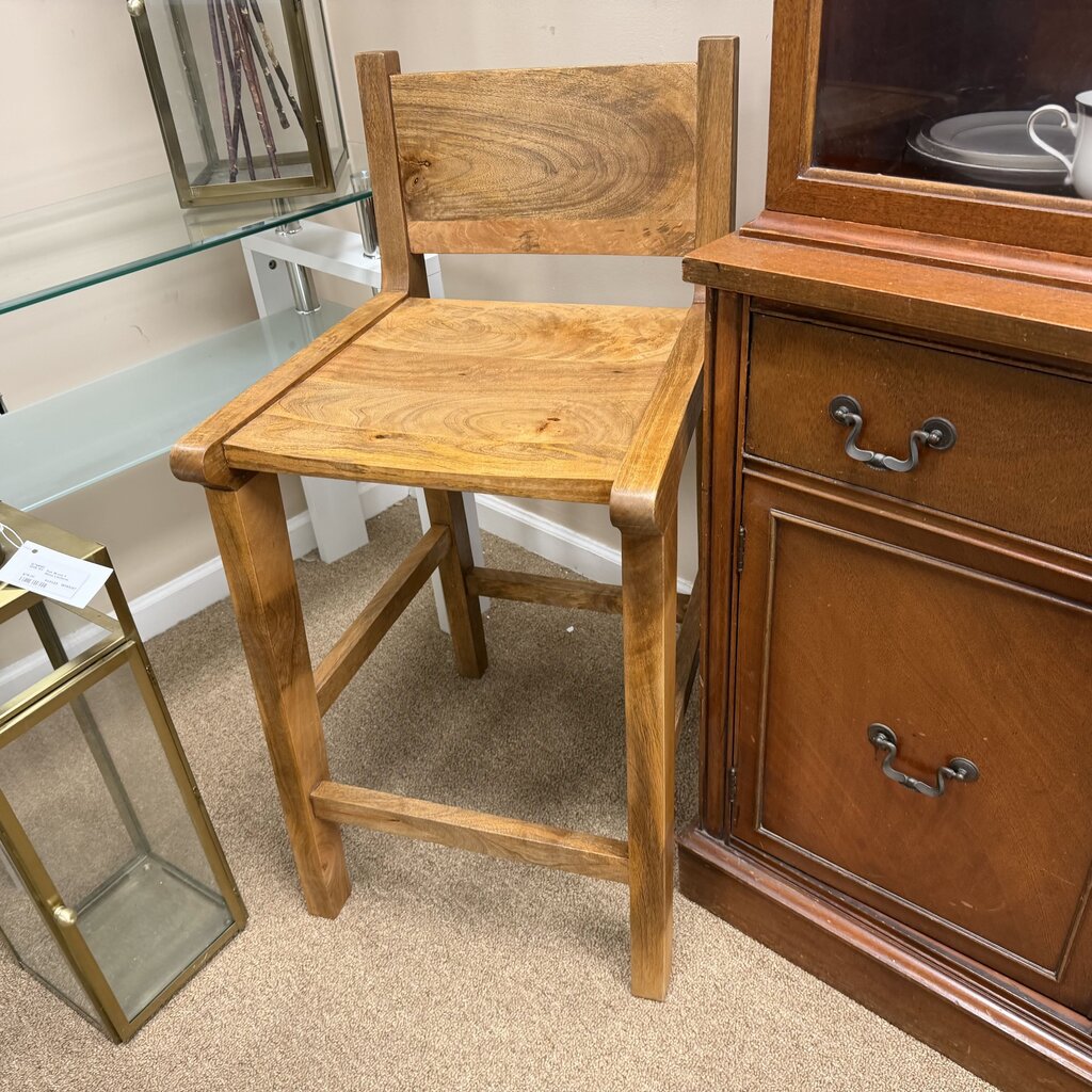 *NEW* Pair Monrovia Rustic Solid Wood Bar Stools w/Back