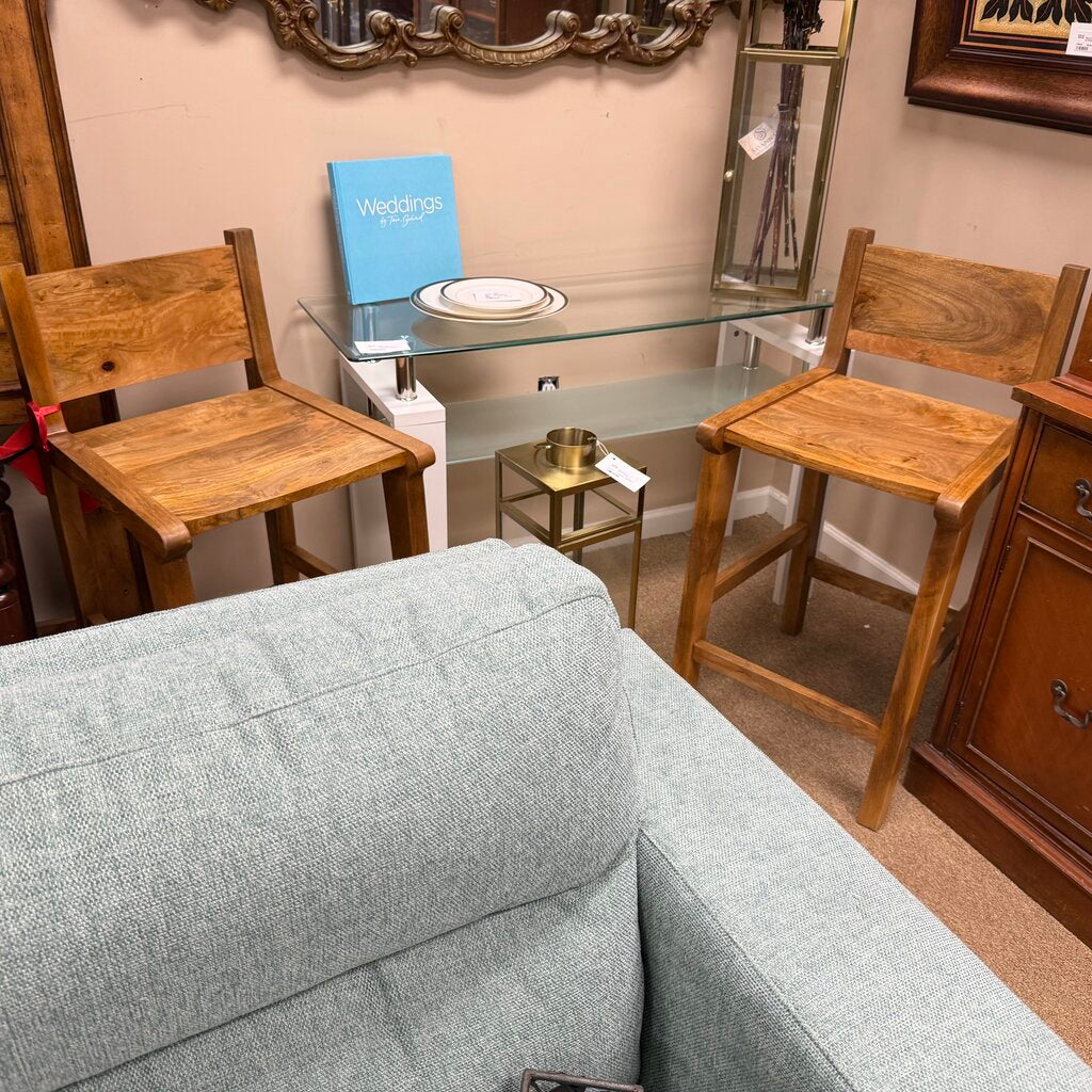 *NEW* Pair Monrovia Rustic Solid Wood Bar Stools w/Back