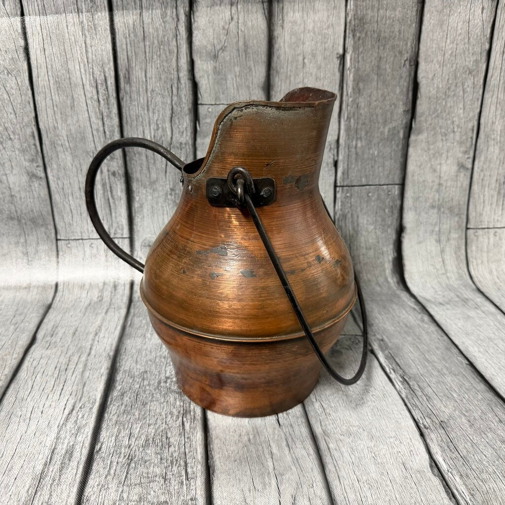Antique Handcrafted Copper Pitcher
