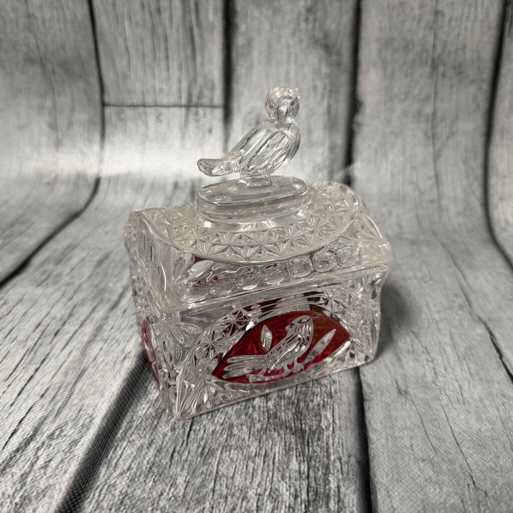 Vintage Cut-to-Clear Lead Crystal Lidded Candy Dish