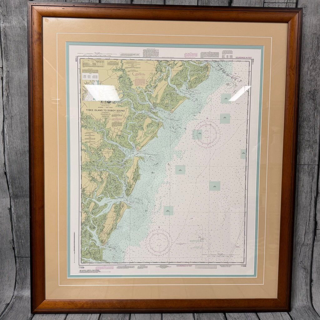 Framed Nautical Print Tybee Island to Doboy Sound