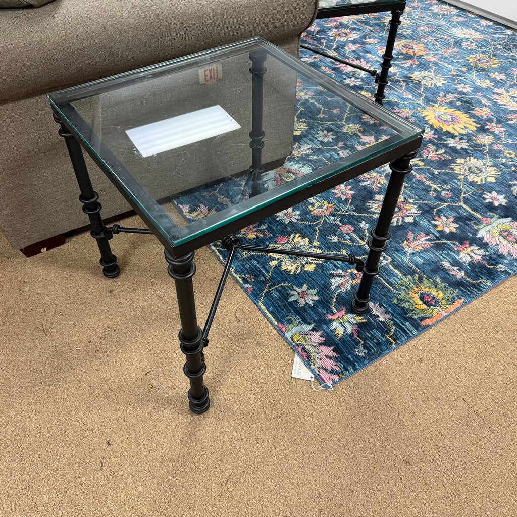 Glass Top Iron End Table