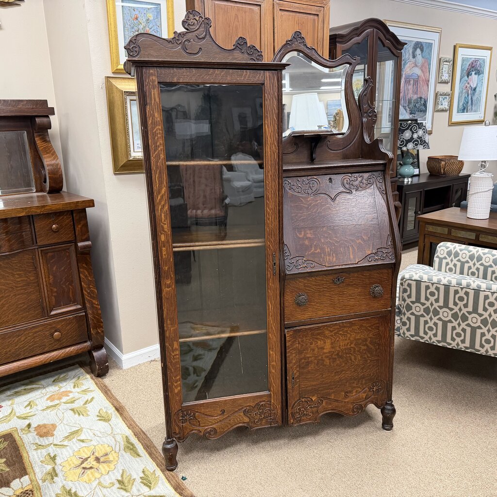 Antique Tiger Oak Side-by-Side Secretary