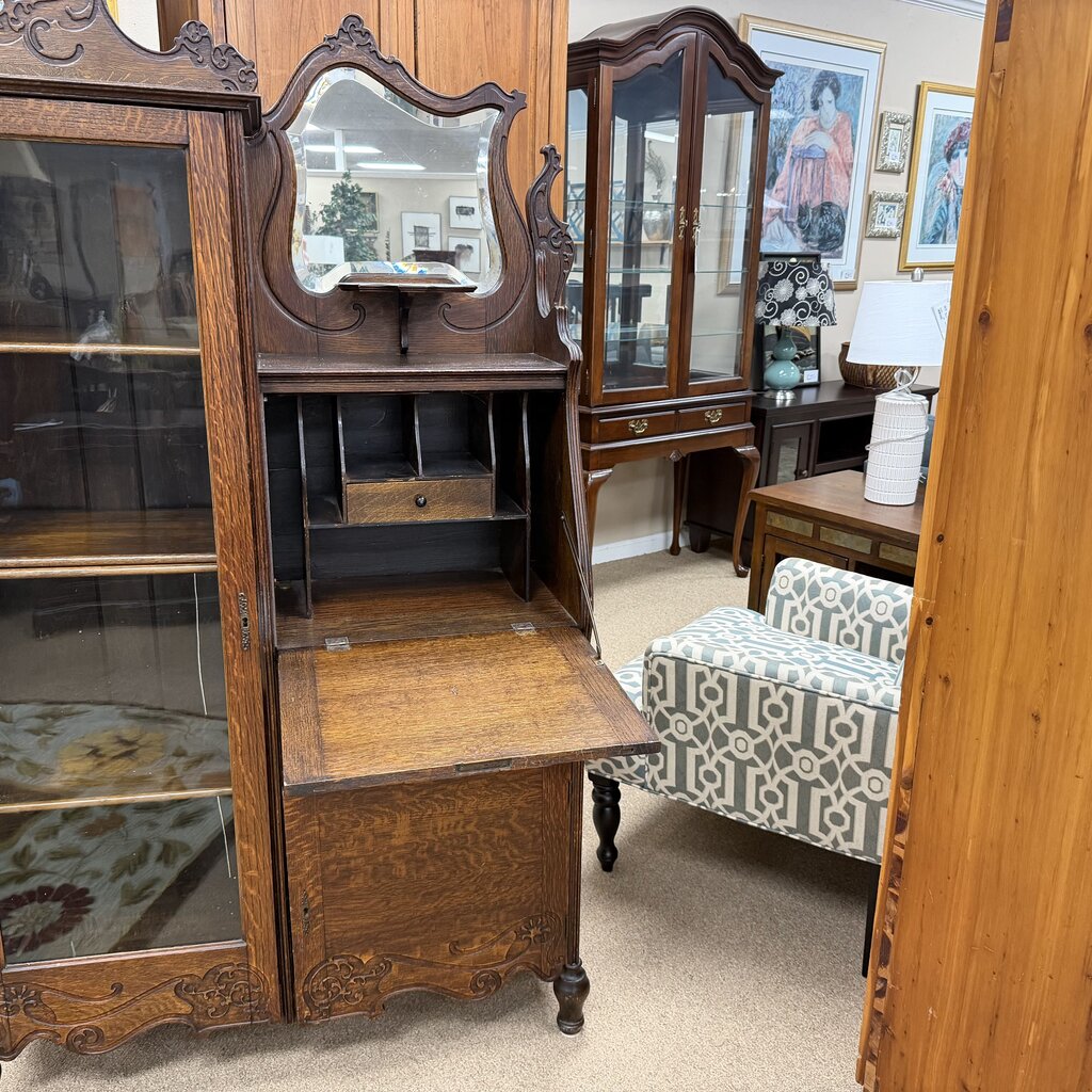 Antique Tiger Oak Side-by-Side Secretary
