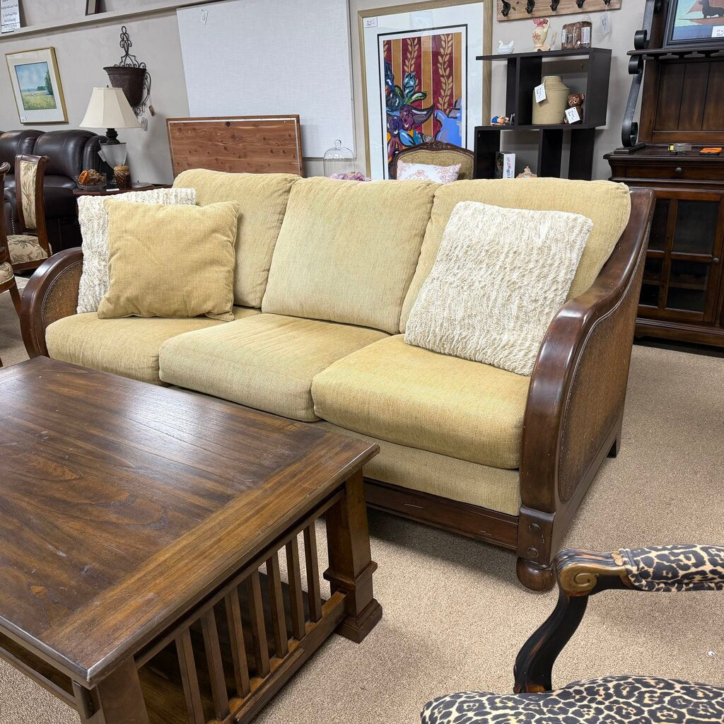 Wood + Woven Look Sofa