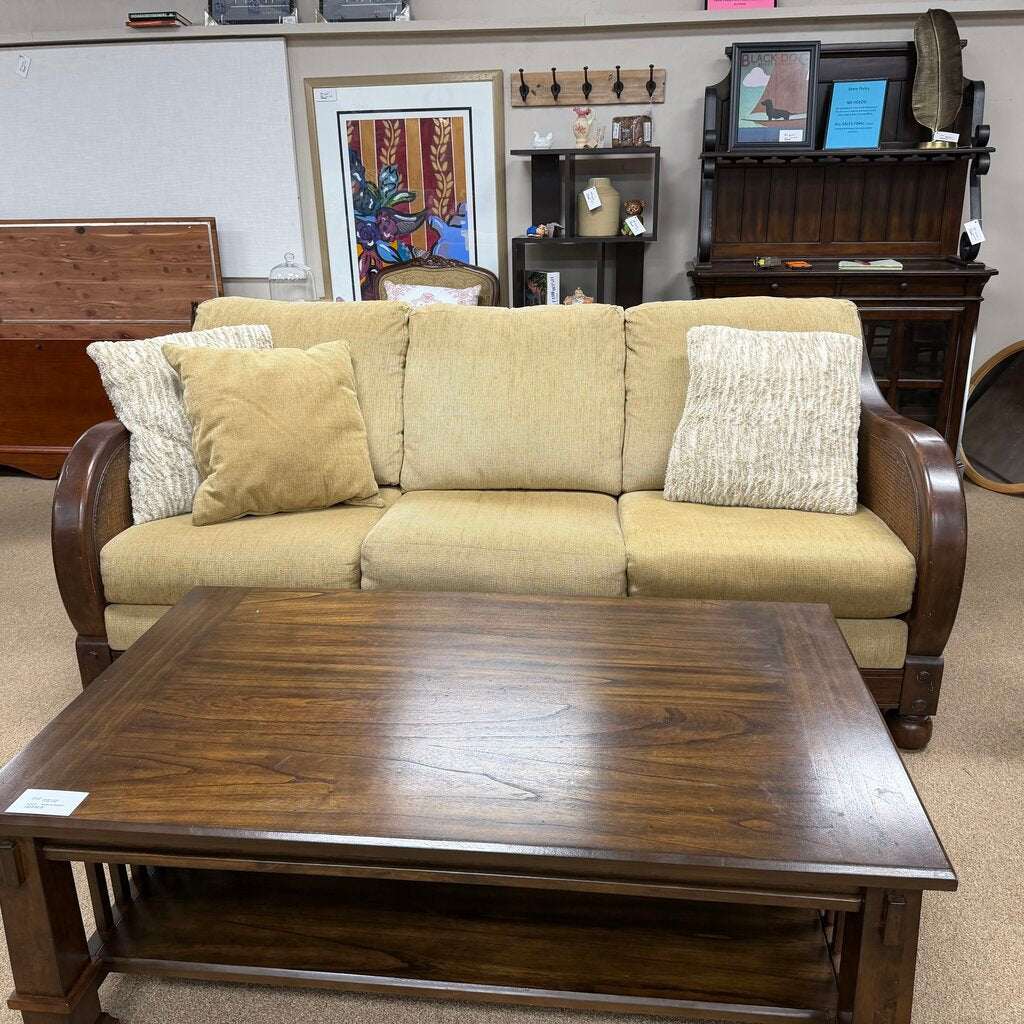 Wood + Woven Look Sofa