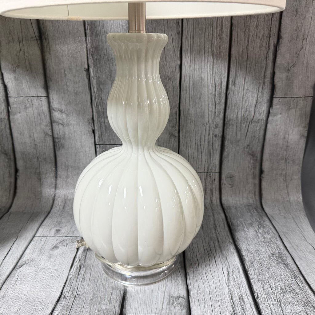 Pair White Glass Gourd Shaped Lamps