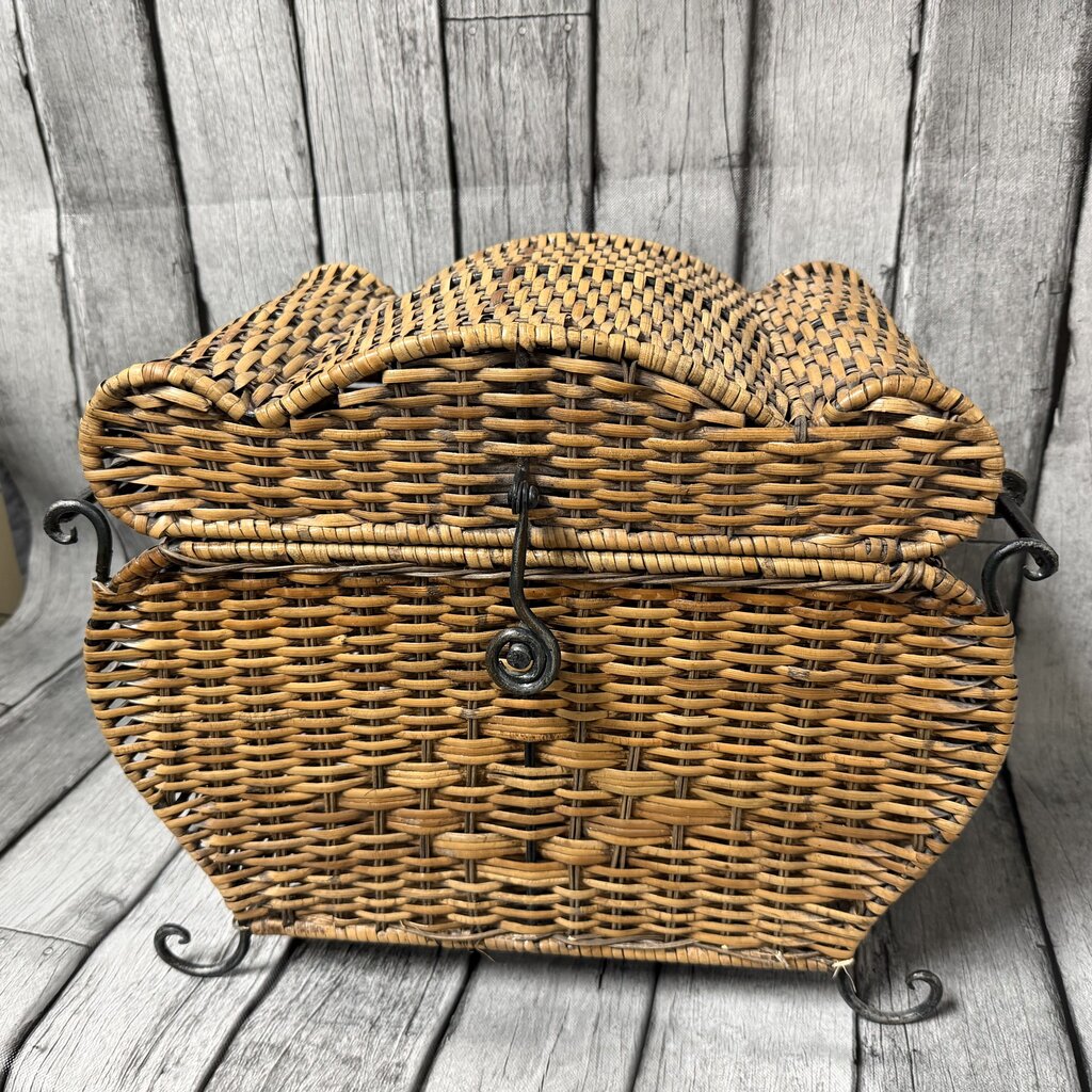 Wicker + Metal Storage Box