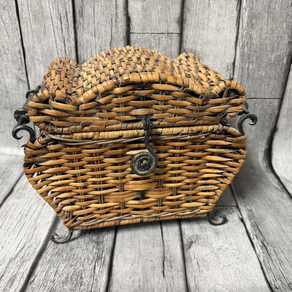 Wicker + Metal Storage Box