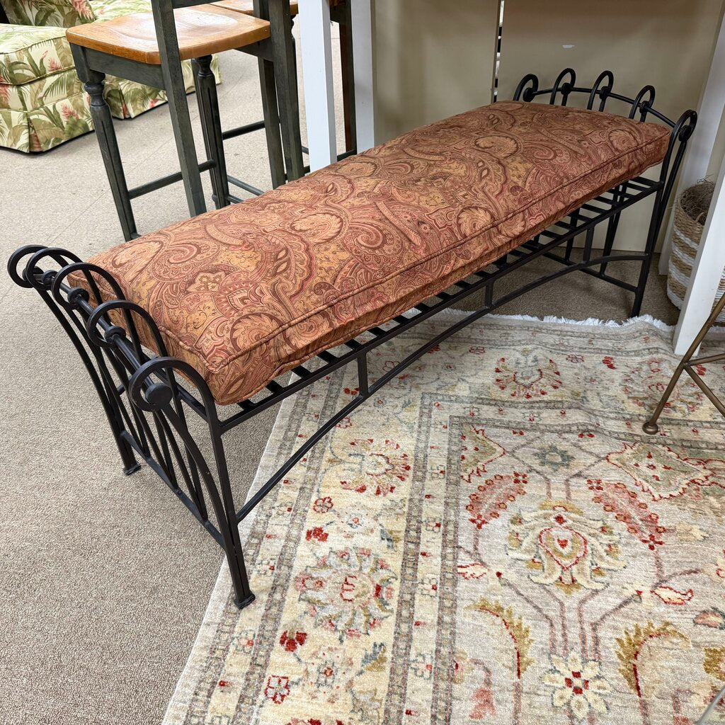 Iron Bench w/Upholstered Seat