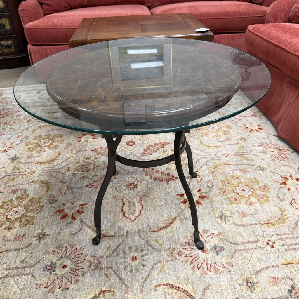Round Glass Top Side Table