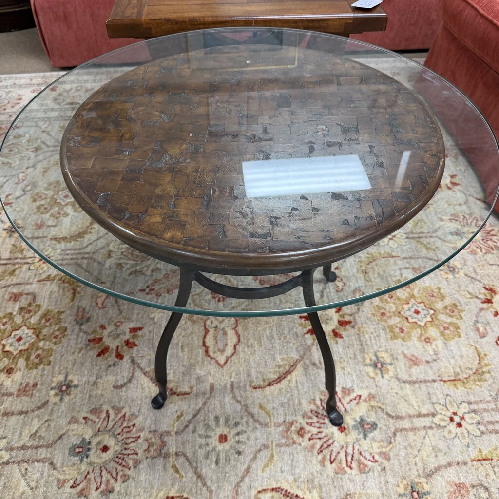Round Glass Top Side Table
