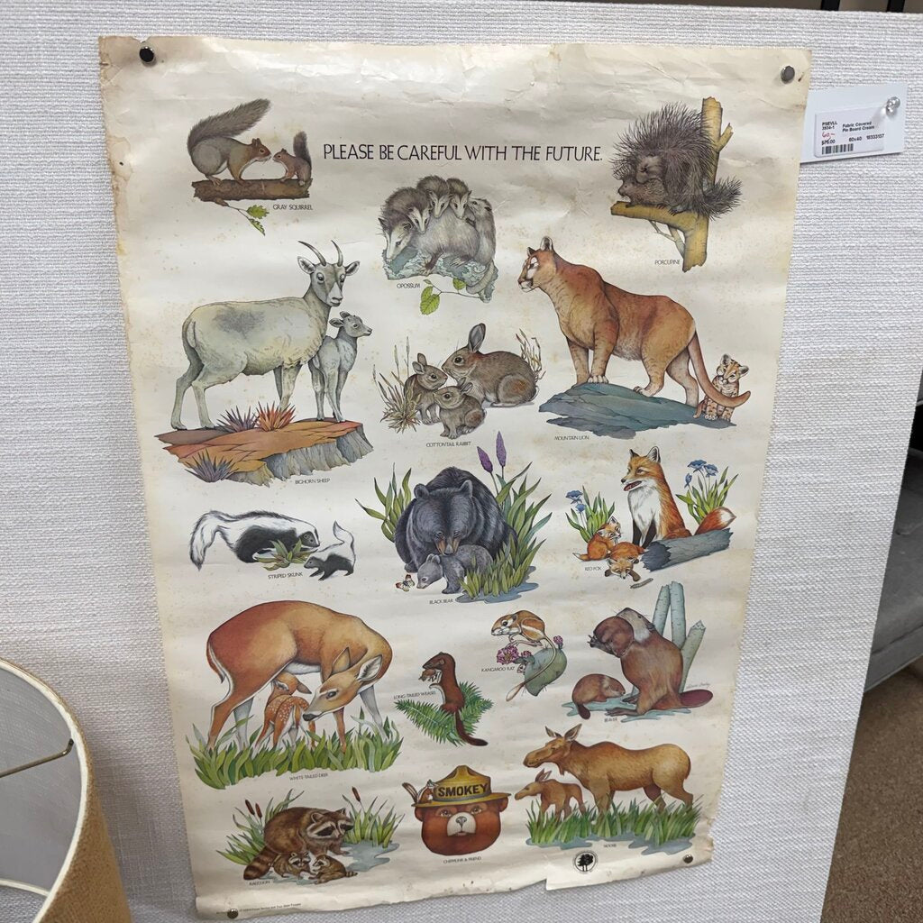 Vintage 1980s Smokey Bear Wildlife Poster