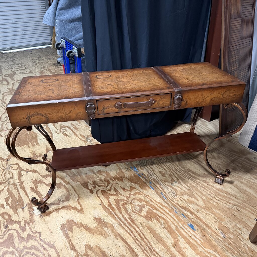 World Map Luggage Console Table