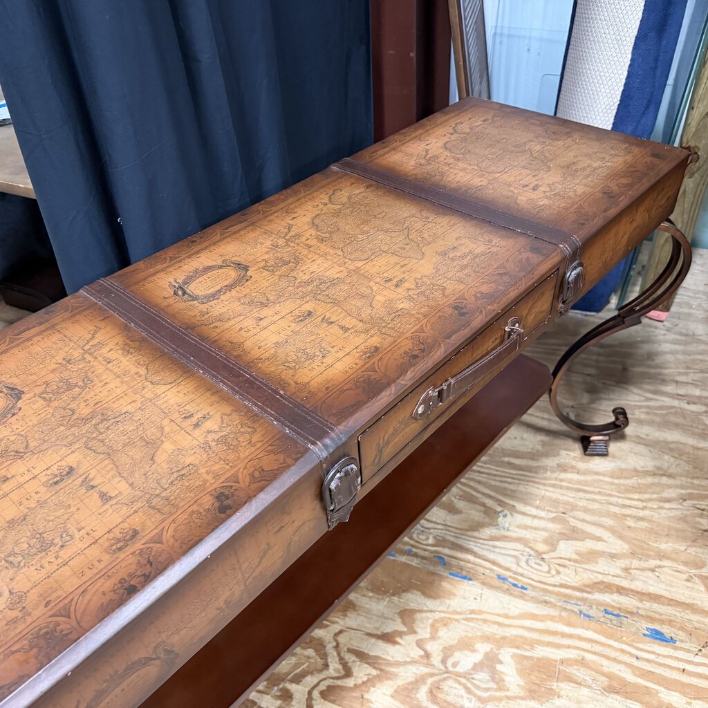 World Map Luggage Console Table
