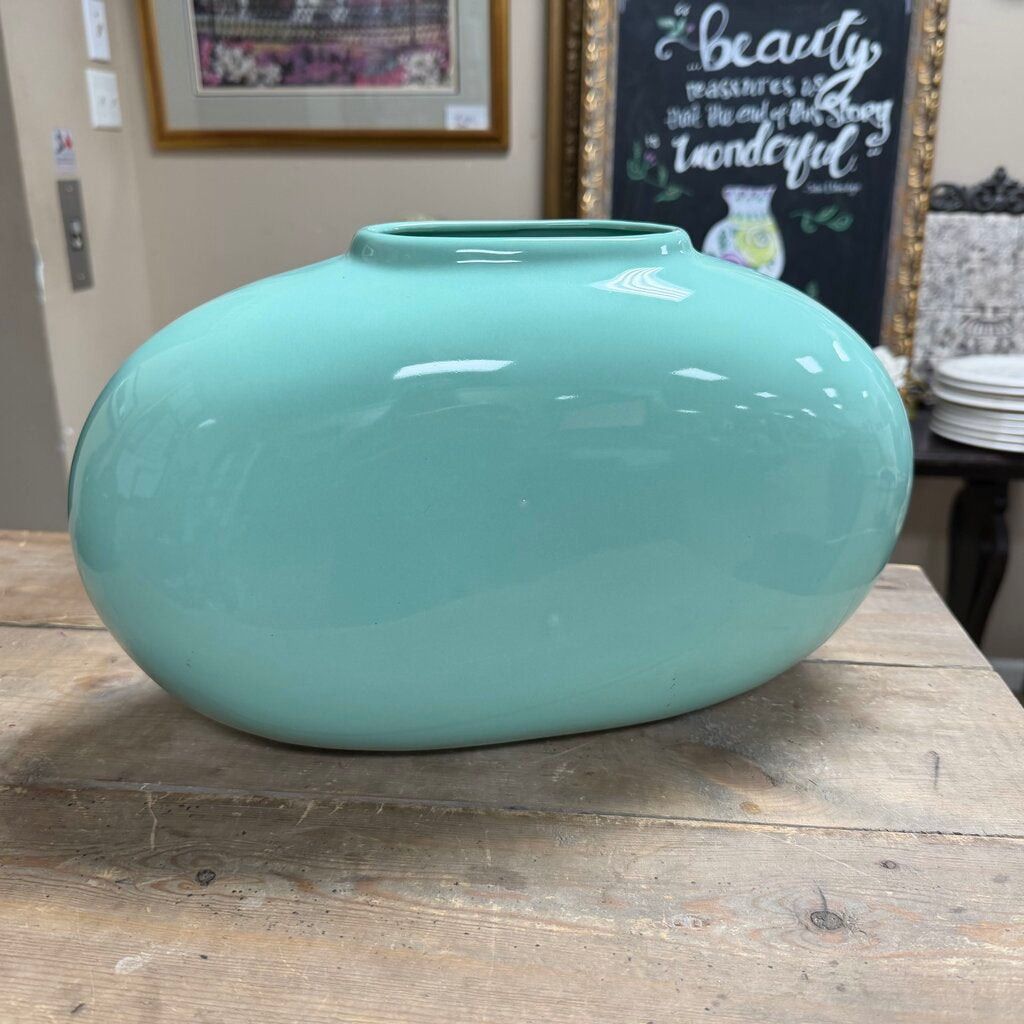 Aqua Oval Vase