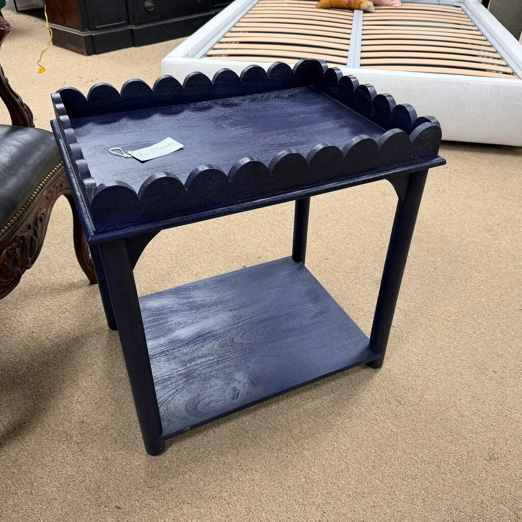 Navy Scalloped Side Table
