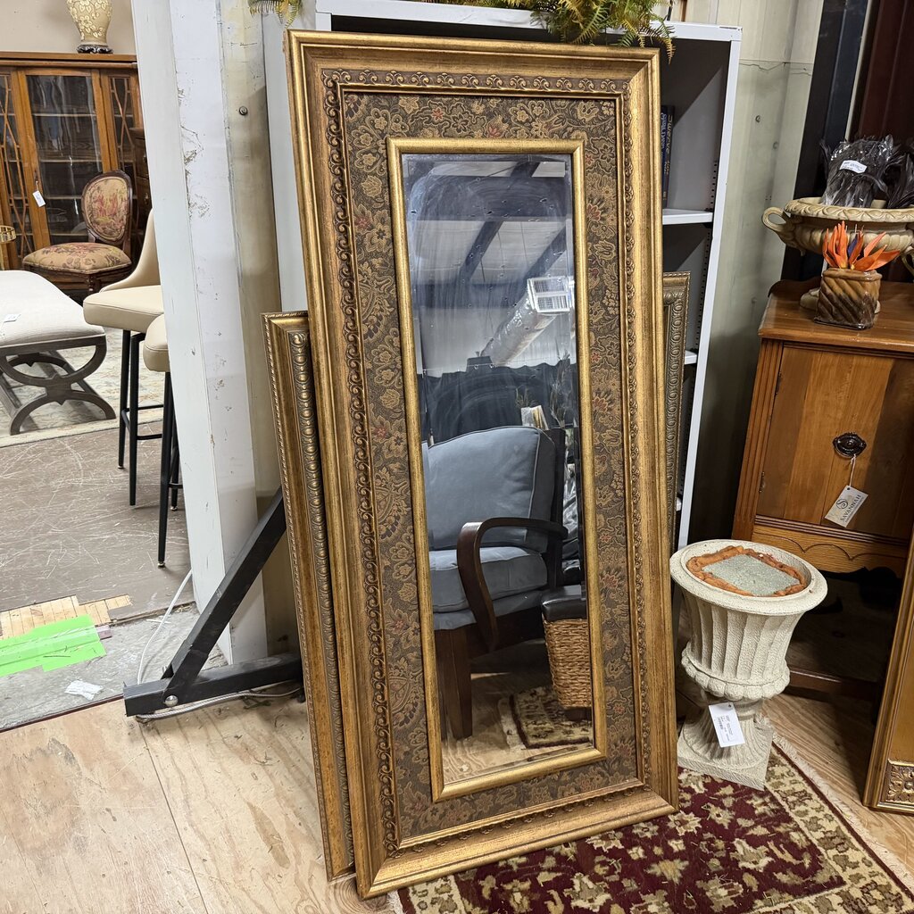 Gold + Floral Tapestry Framed Mirror