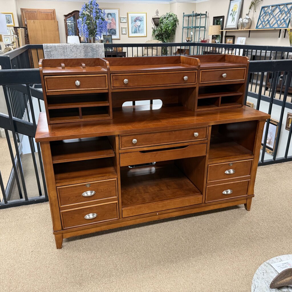 Credenza/Computer Desk w/Inlay + Hutch