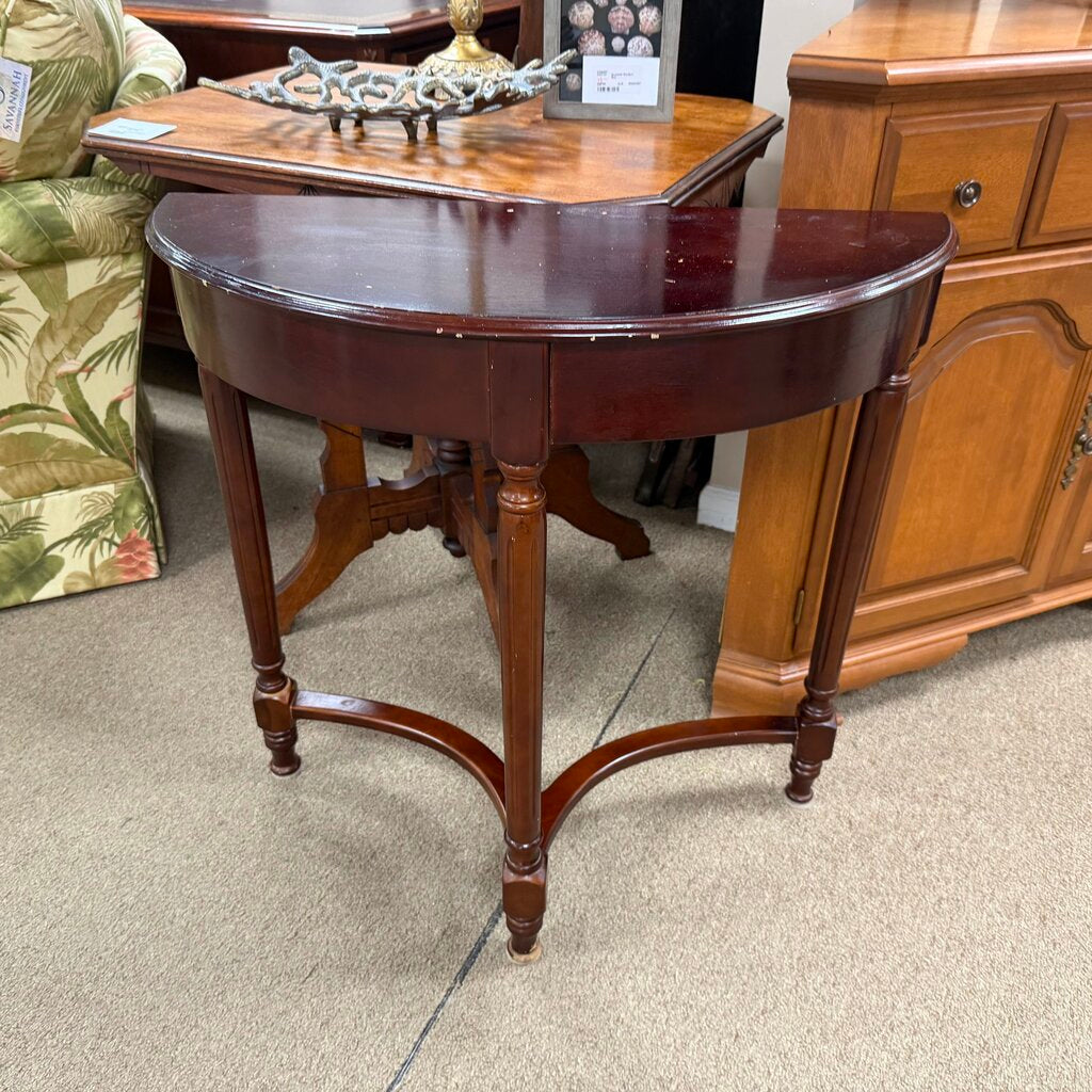 Small Wood Demilune Console Table