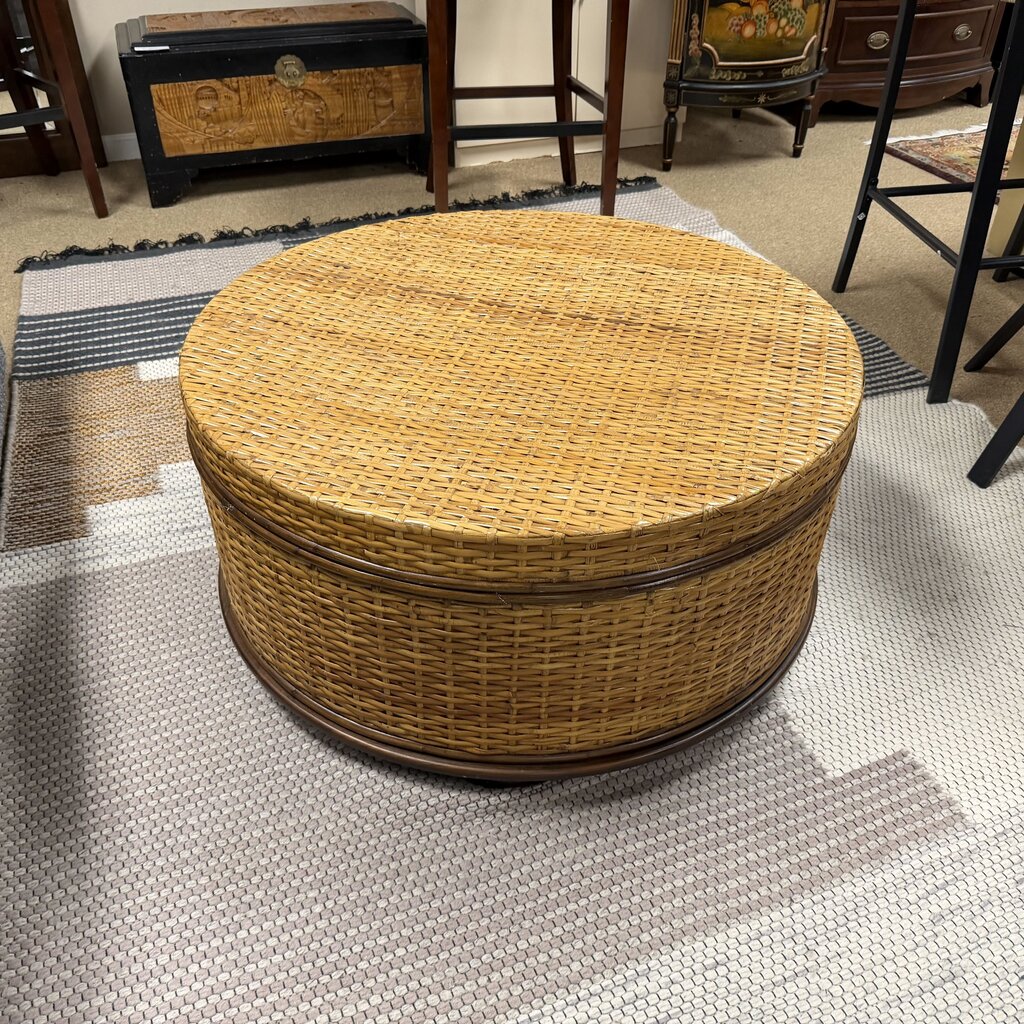 Round Wicker Storage Coffee Table