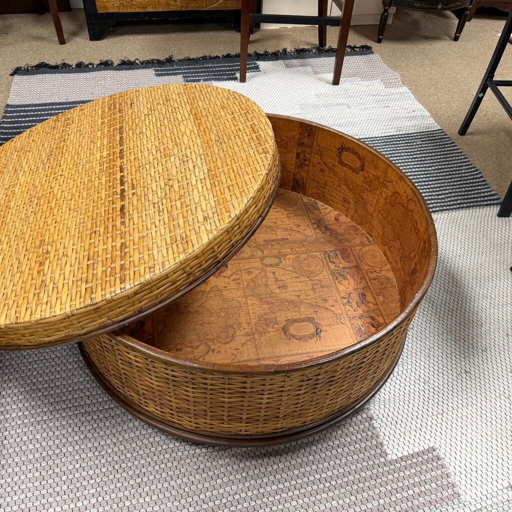 Round Wicker Storage Coffee Table