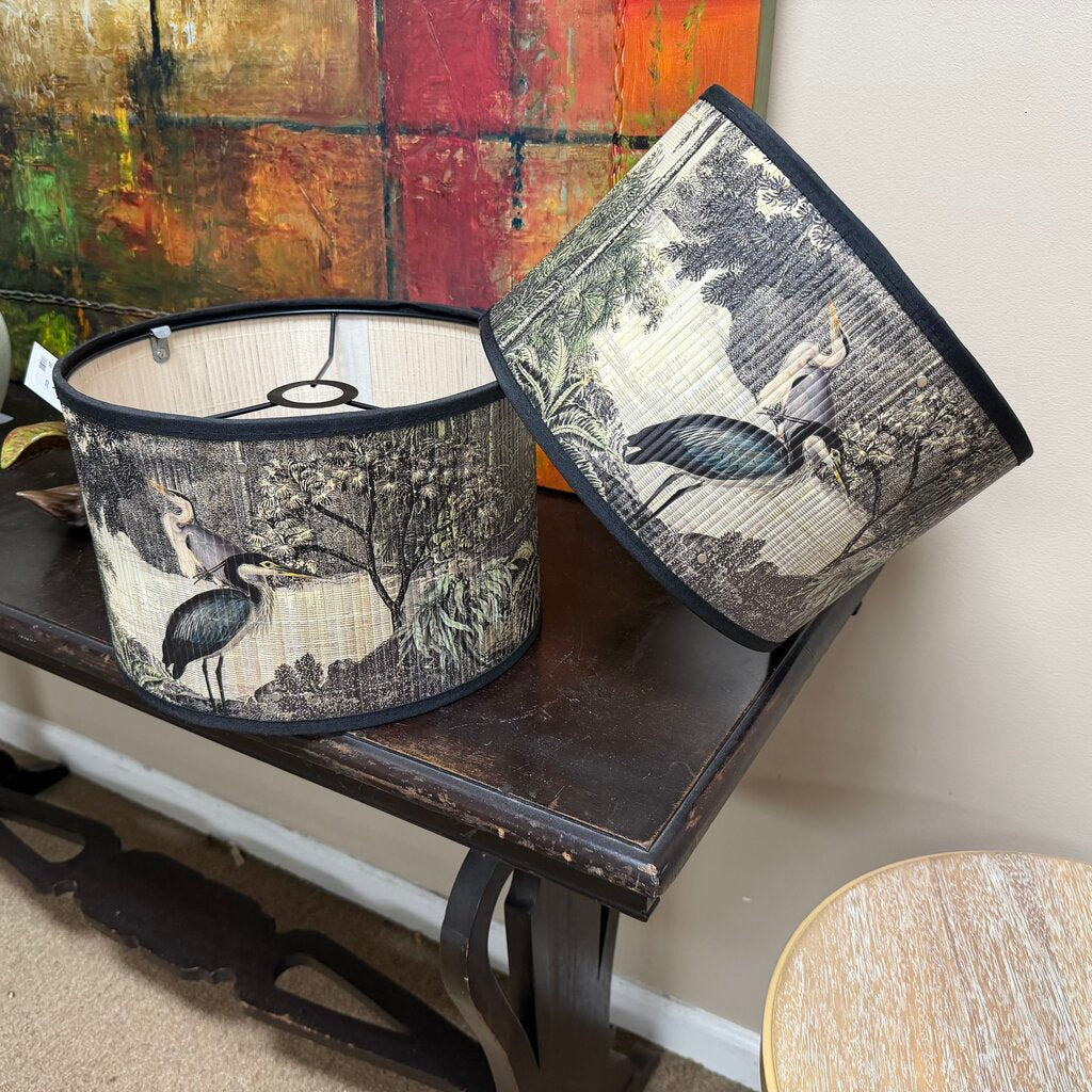 Pair Shorebird Themed Lamp Shades