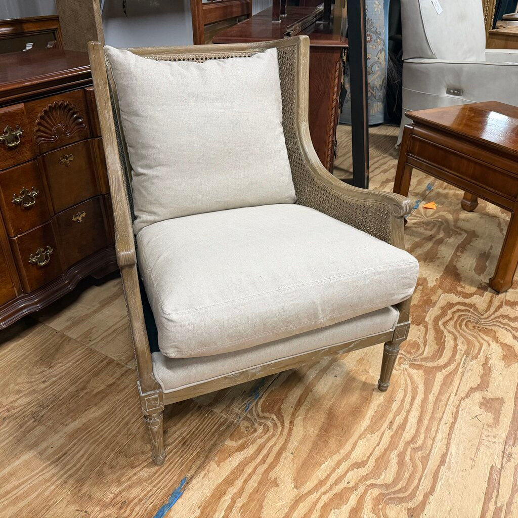 Linen Down-Filled Weathered Churchill Caned Club Chair